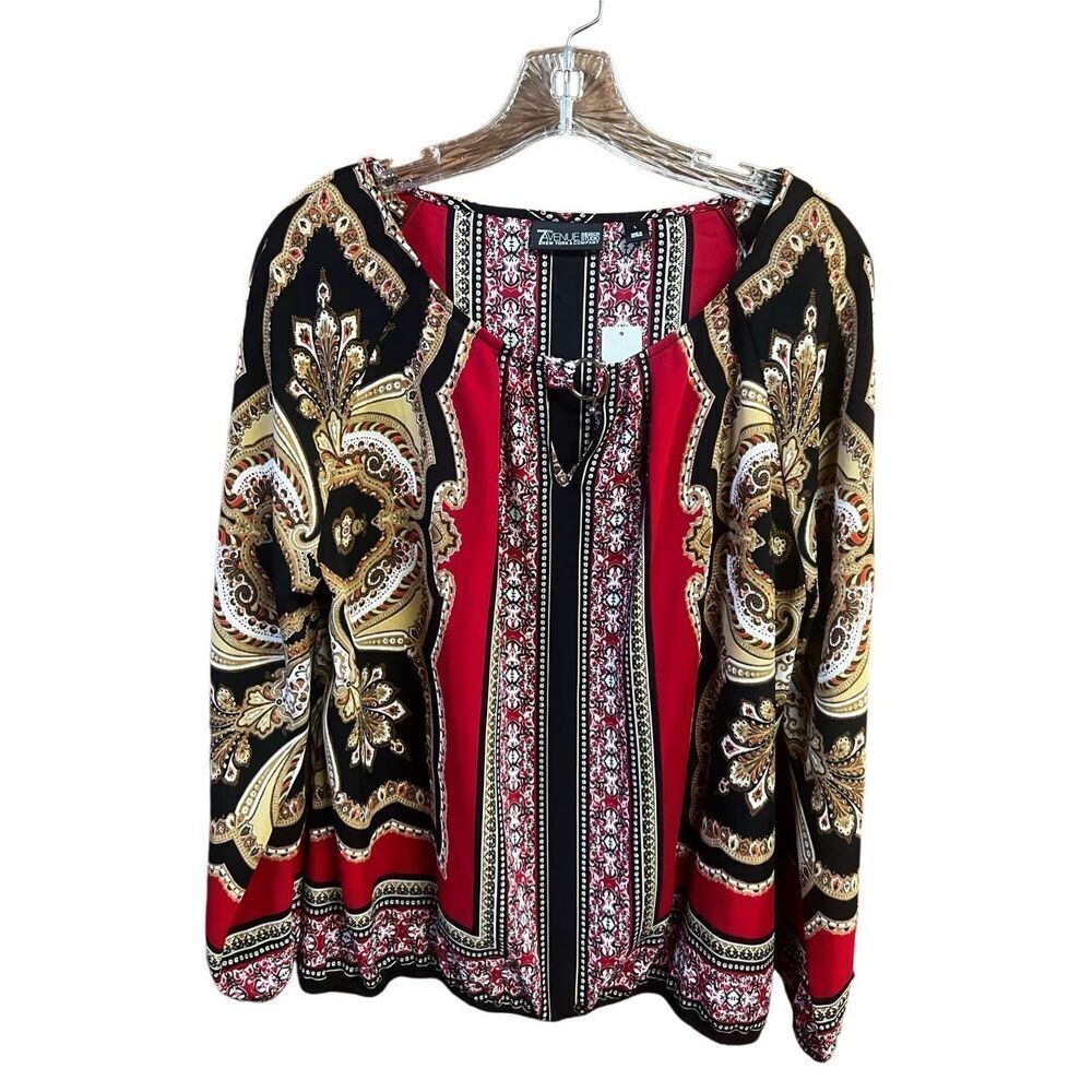 New York & Company Printed Blouse Sz L NWT